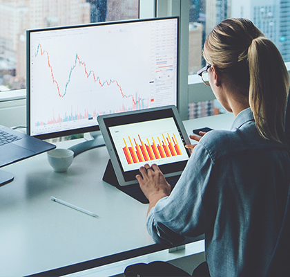 Woman Working in Quantitative Finance